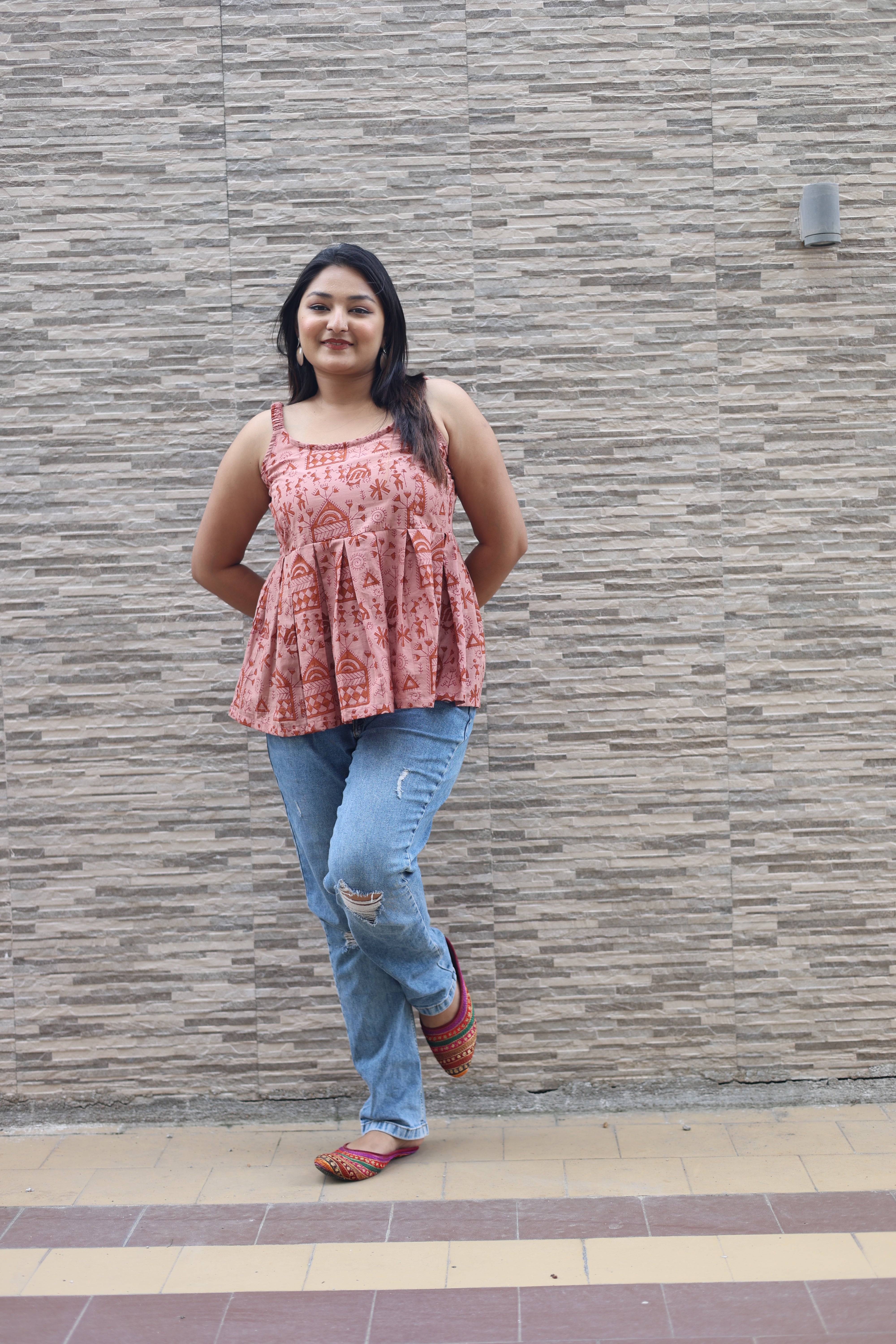 Tribal Print Hand Block Top