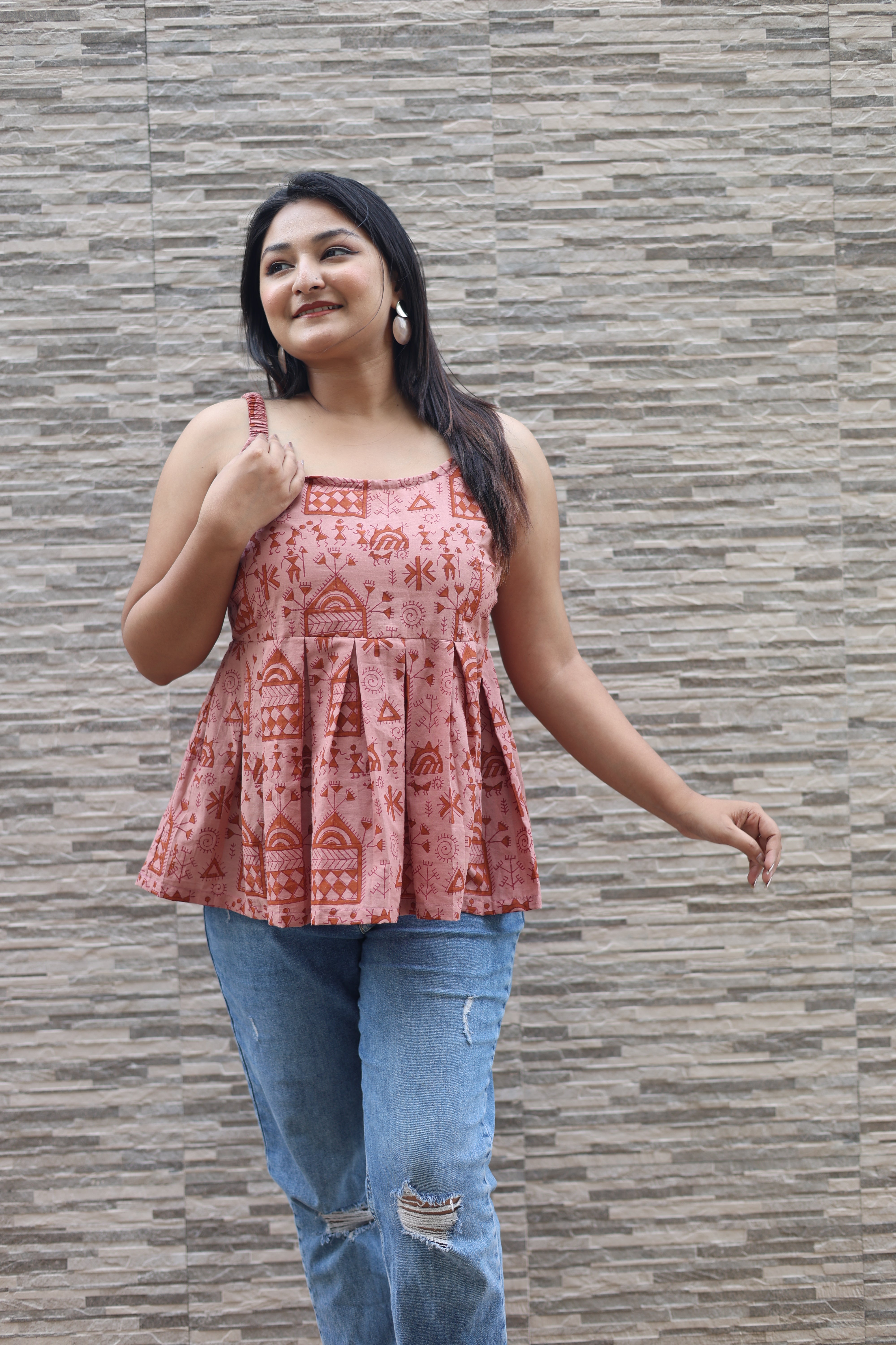 Tribal Print Hand Block Top