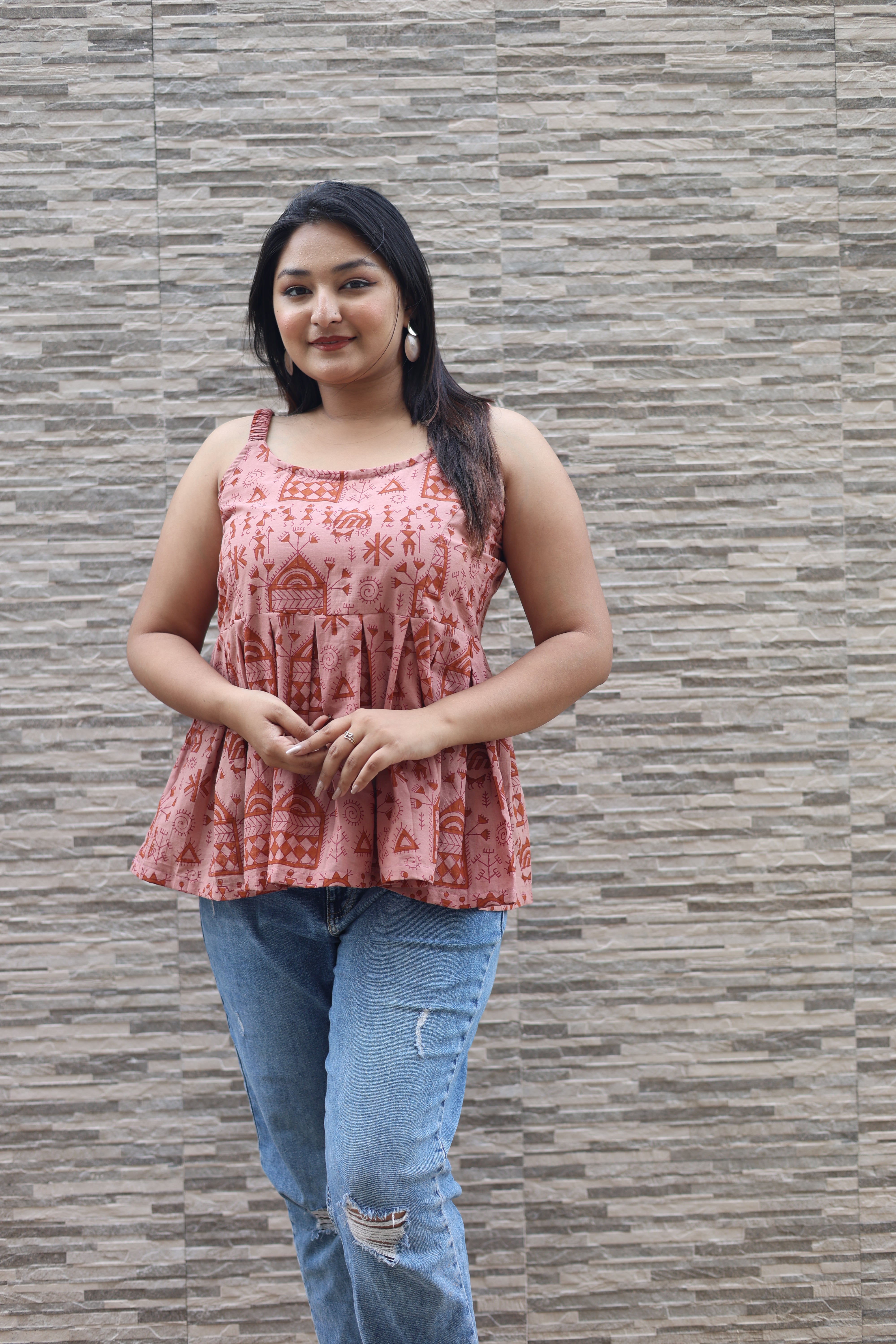 Tribal Print Hand Block Top