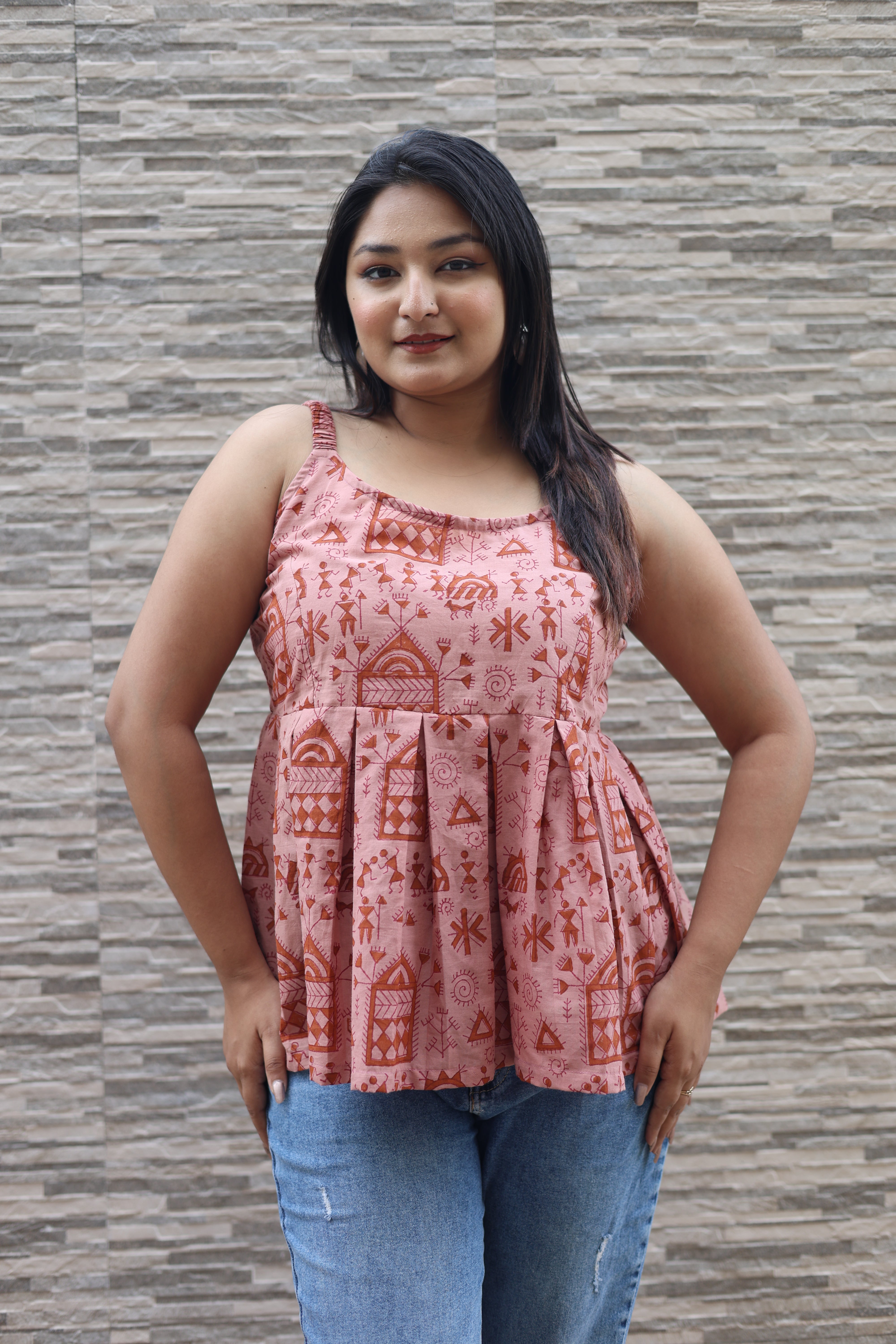 Tribal Print Hand Block Top