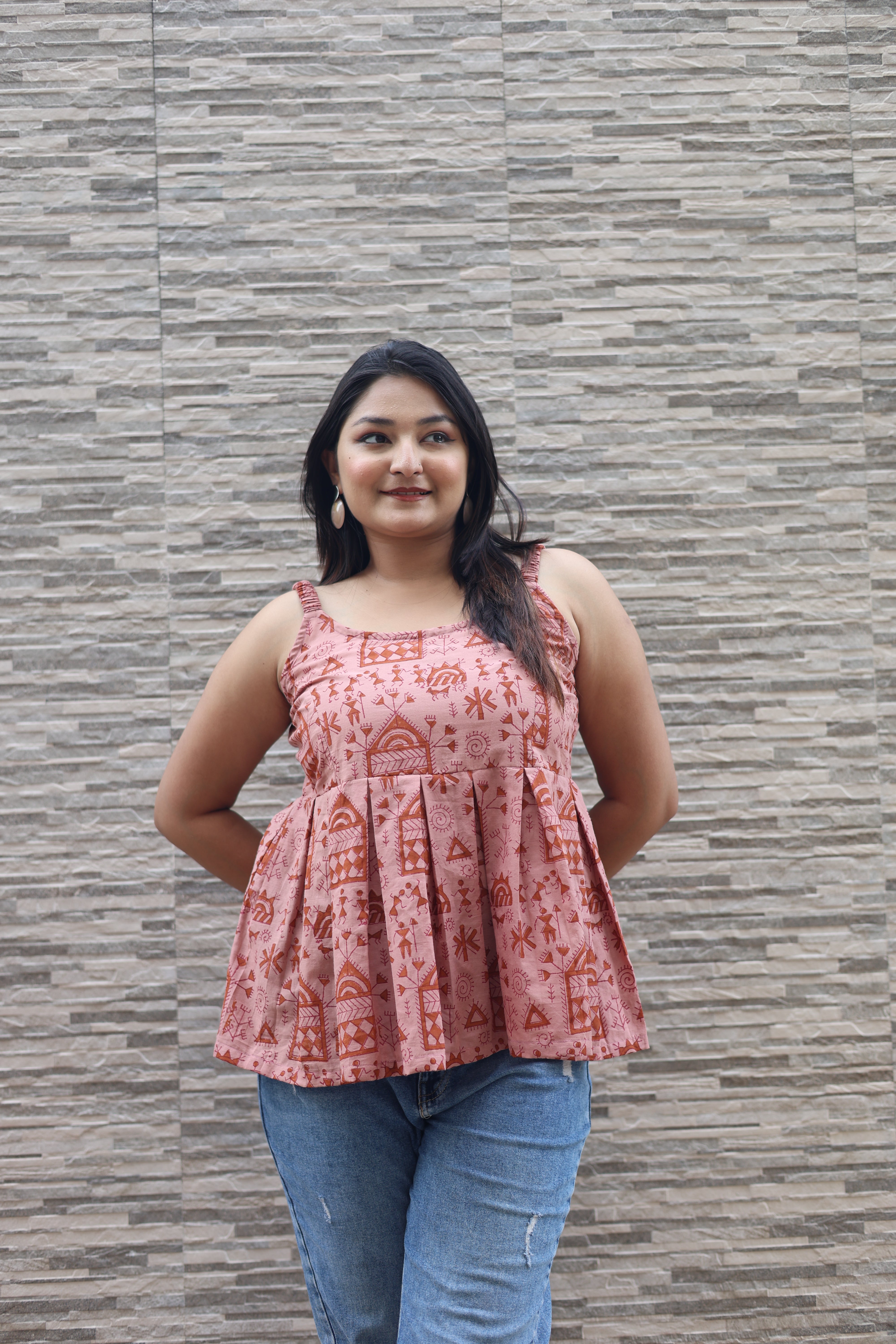 Tribal Print Hand Block Top