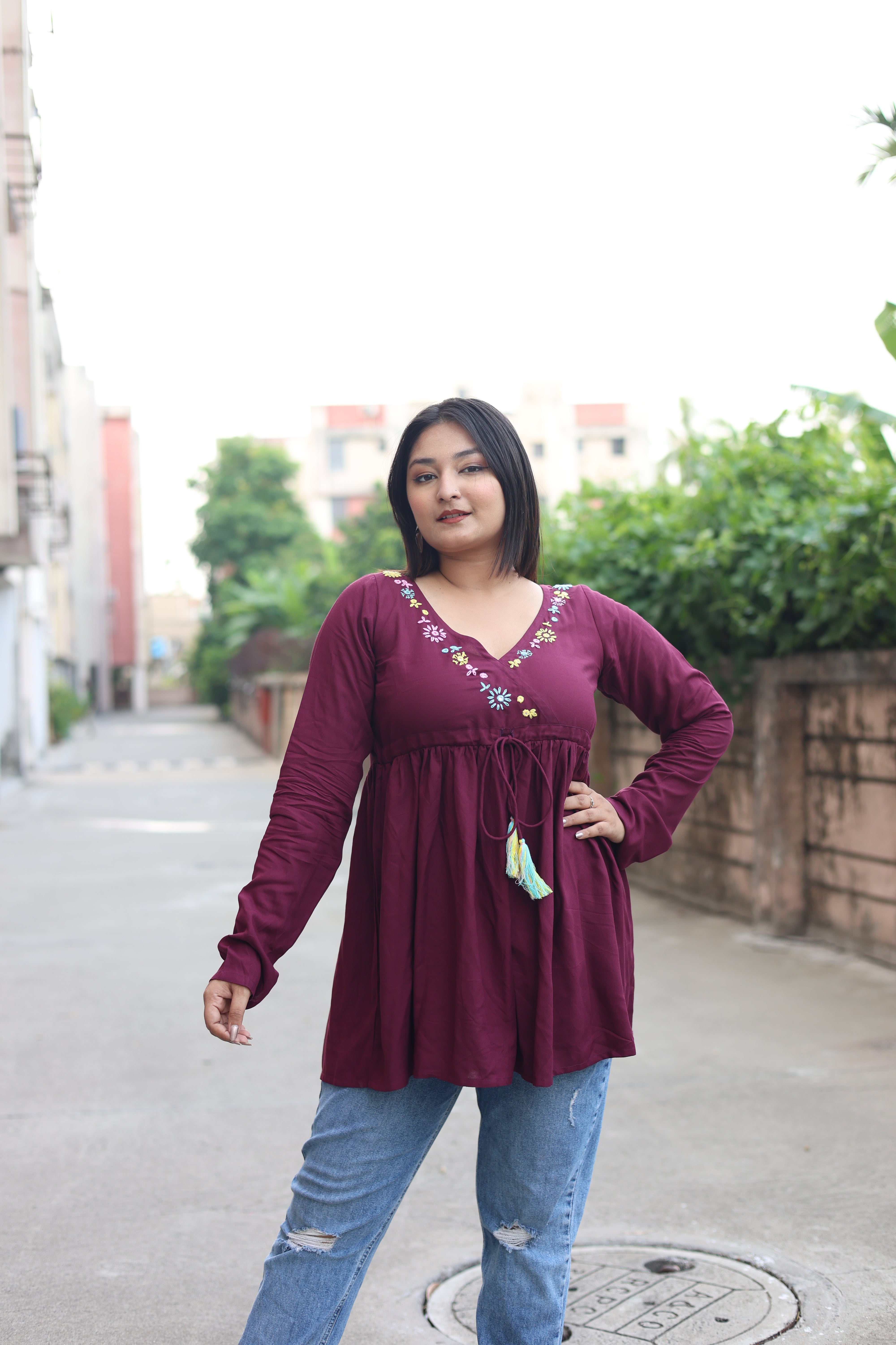 Maroon Hand Embroidered Tunics