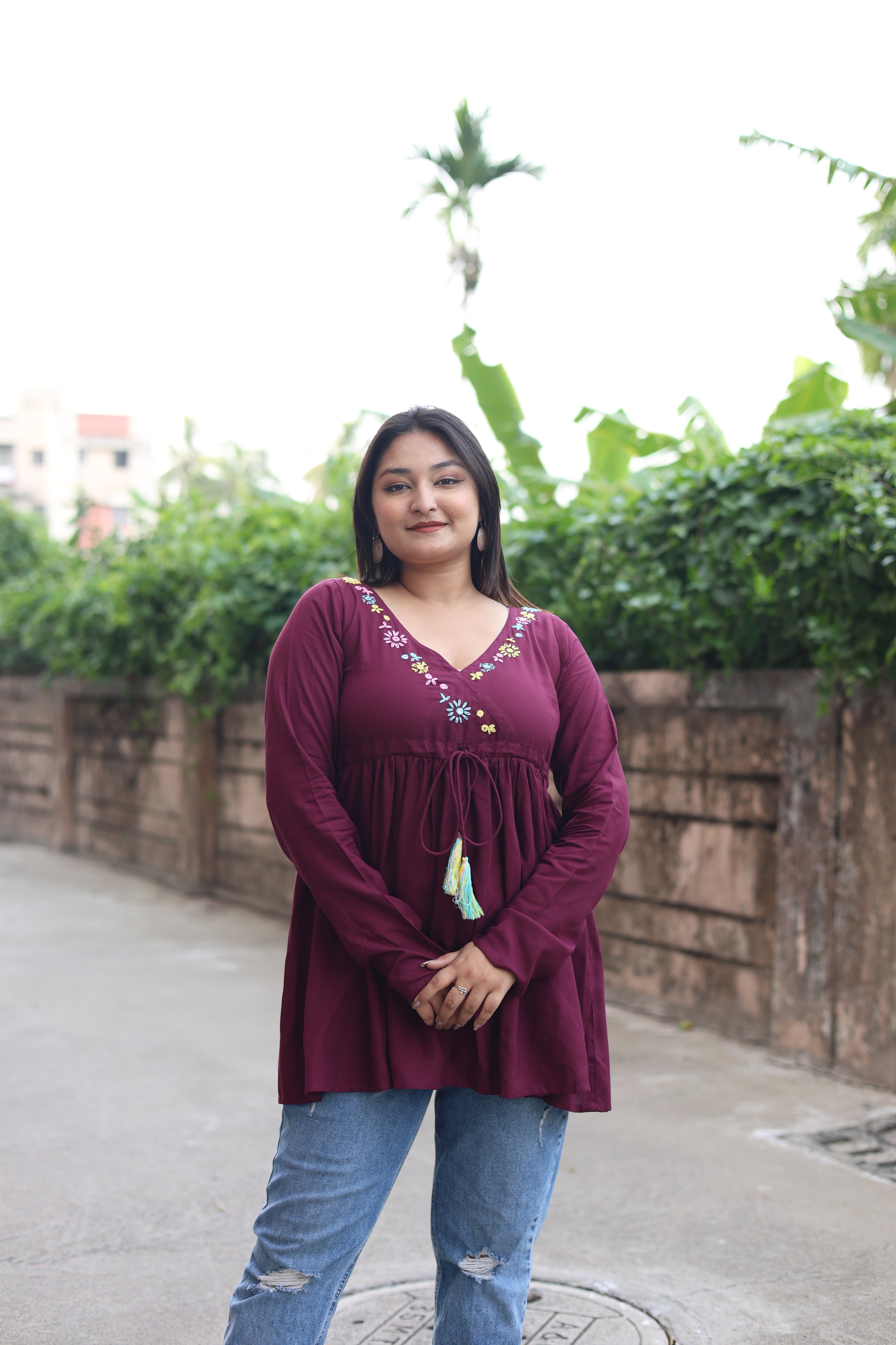 Maroon Hand Embroidered Tunics