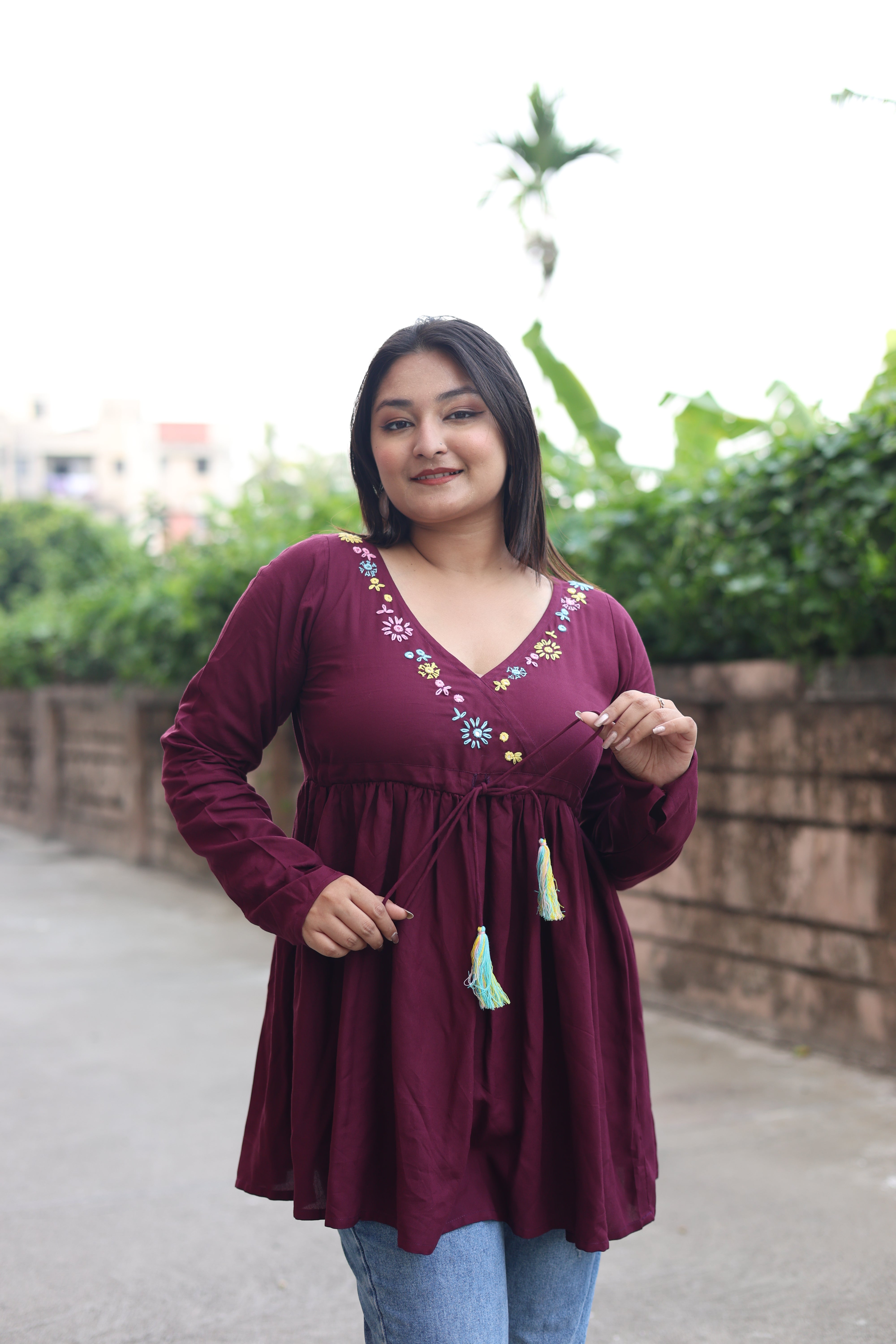 Maroon Hand Embroidered Tunics