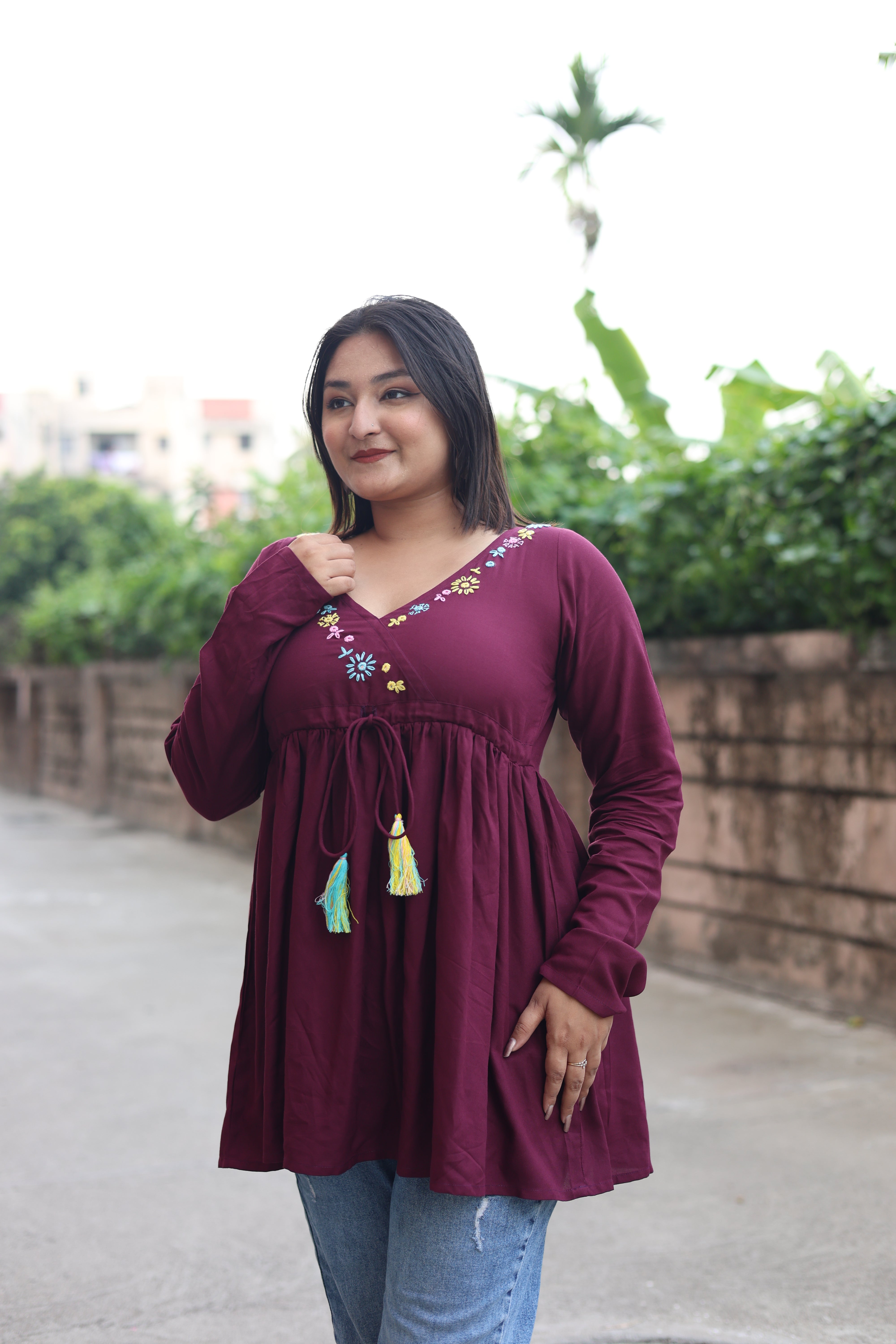 Maroon Hand Embroidered Tunics