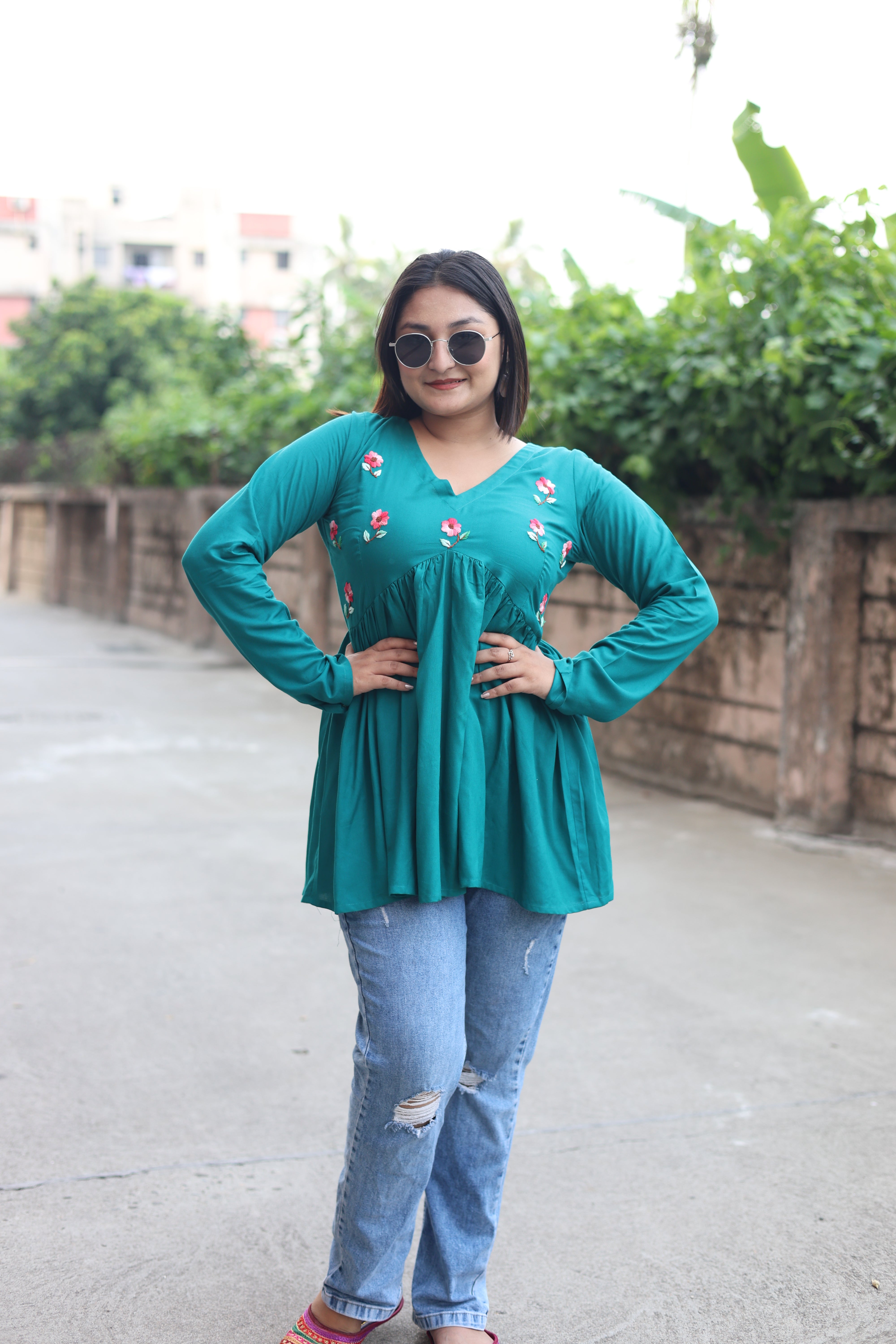 Rama Green Hand Embroidered Tunics