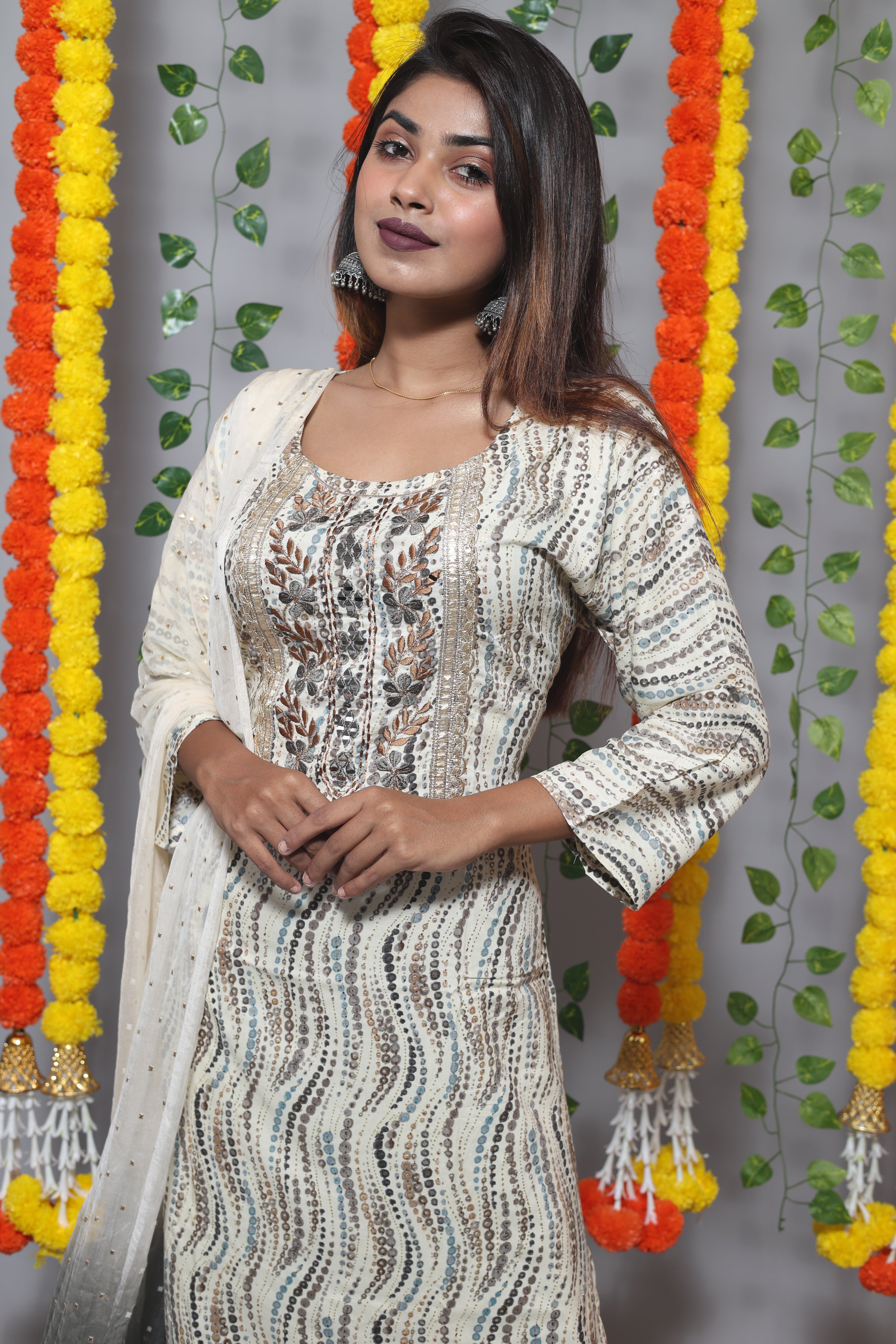 Off White Color Afghani Suit Set