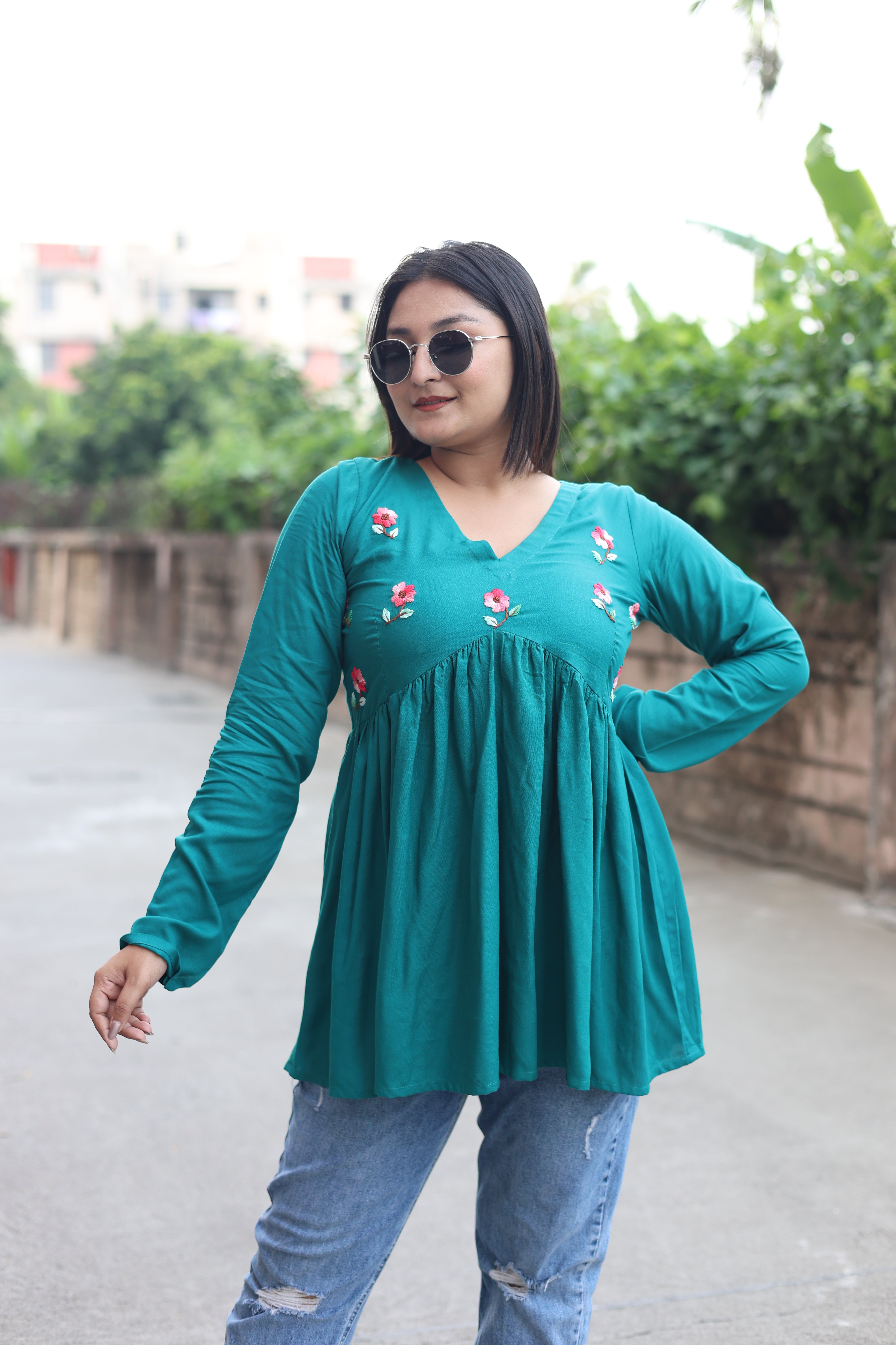 Rama Green Hand Embroidered Tunics