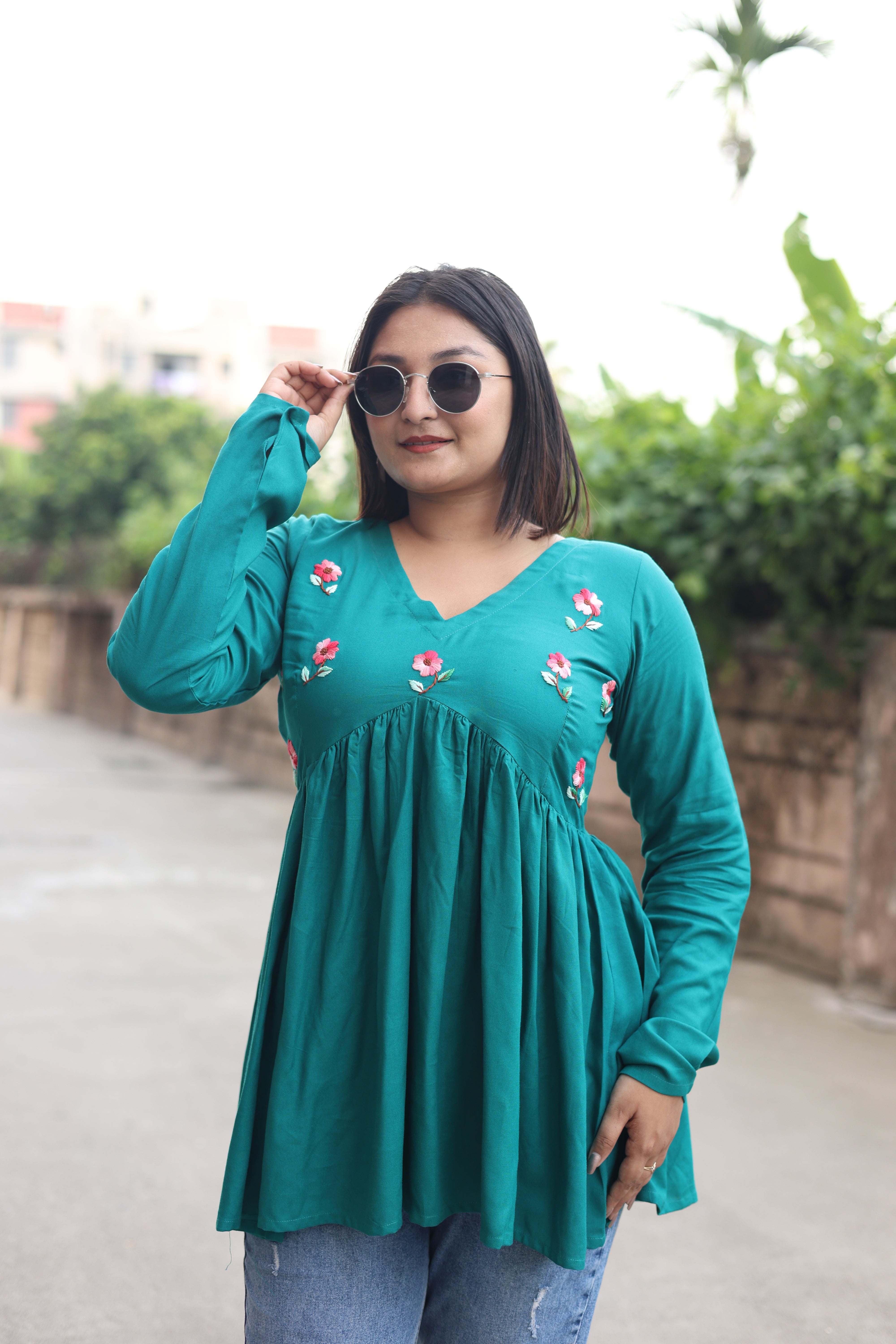 Rama Green Hand Embroidered Tunics