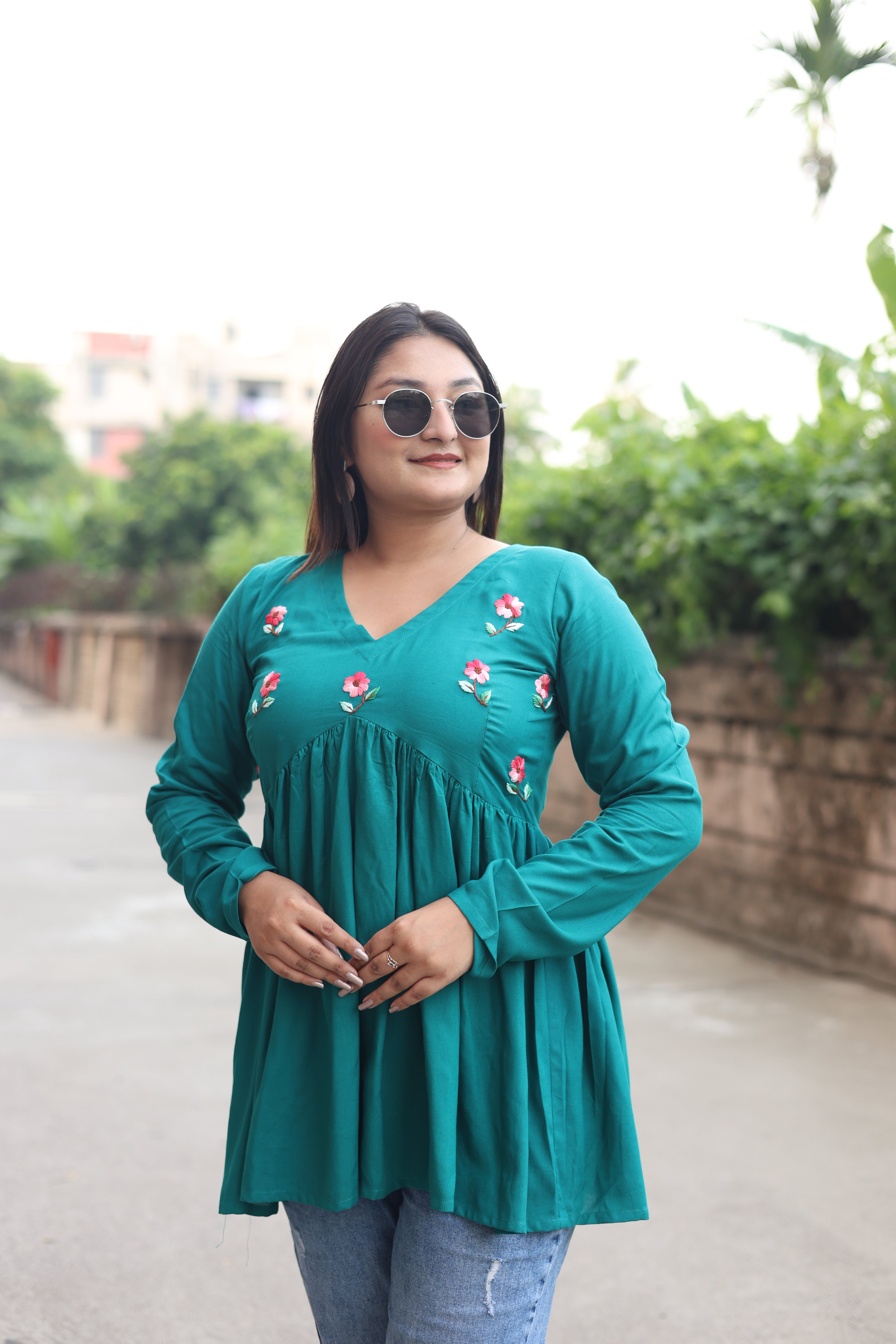 Rama Green Hand Embroidered Tunics