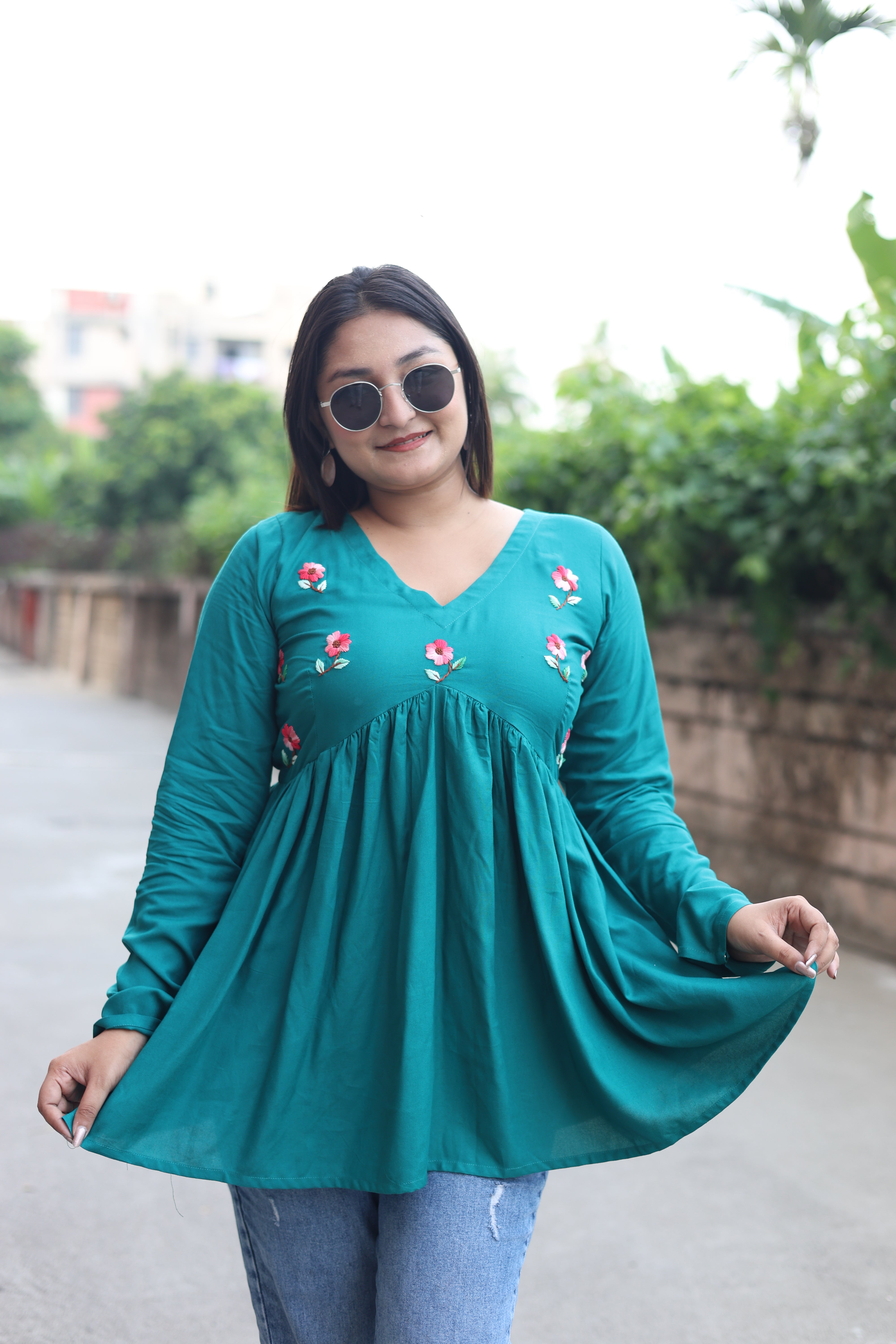 Rama Green Hand Embroidered Tunics