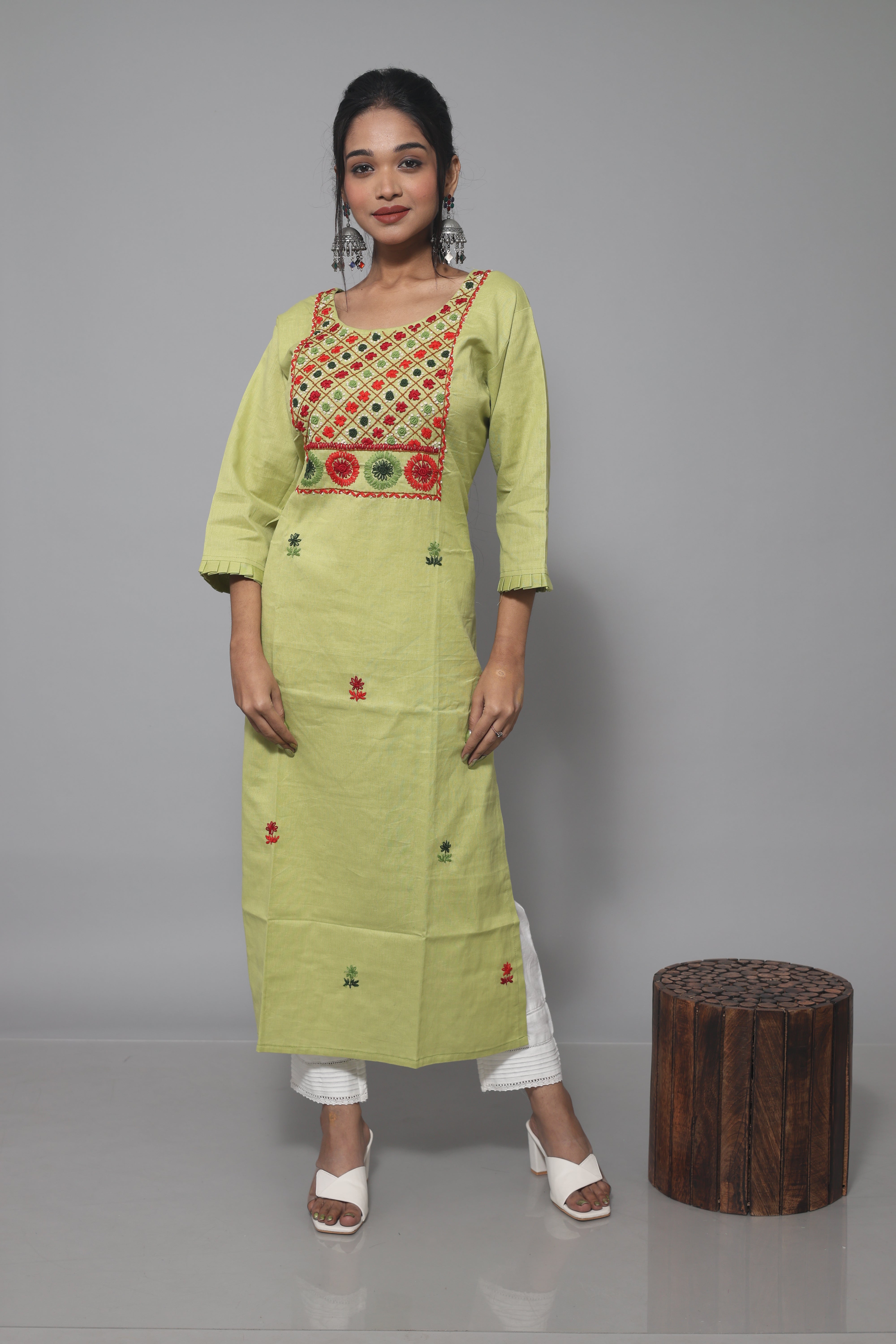 Pastel Green Handwork best kurtas for ladies
