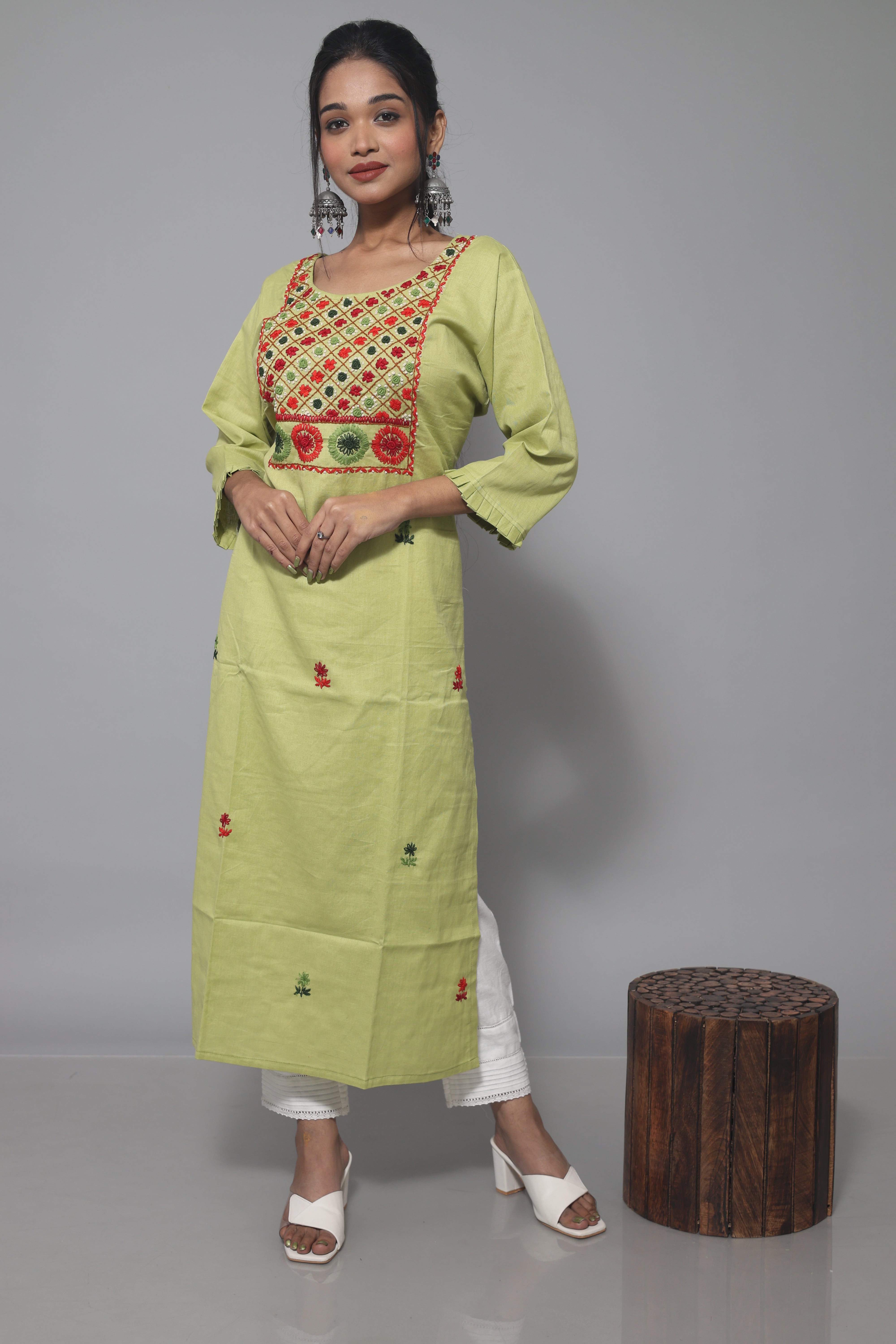 Pastel Green Handwork Cotton Kurta