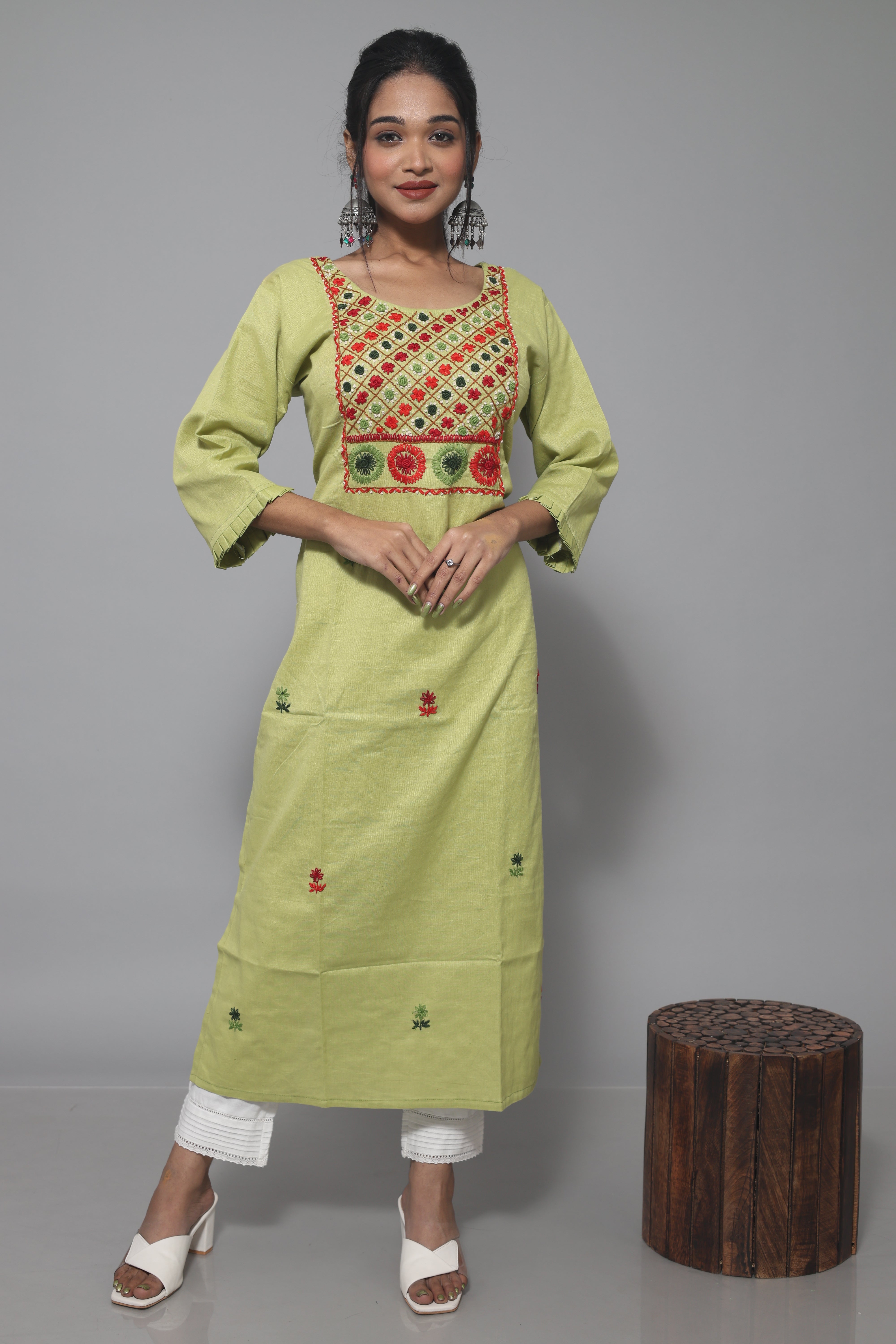 Pastel Green Handwork Cotton Kurta