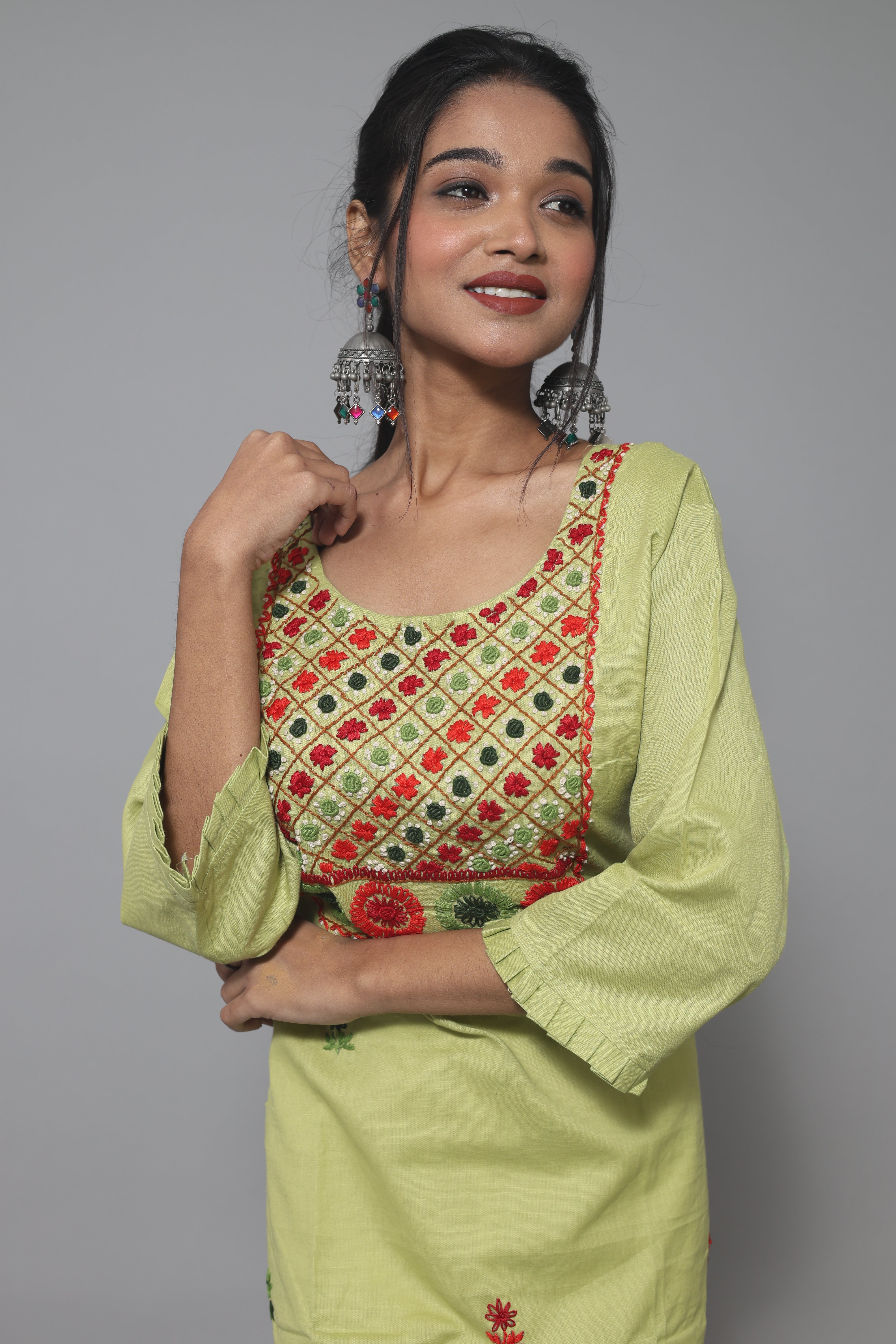 Pastel Green Handwork Cotton Kurta
