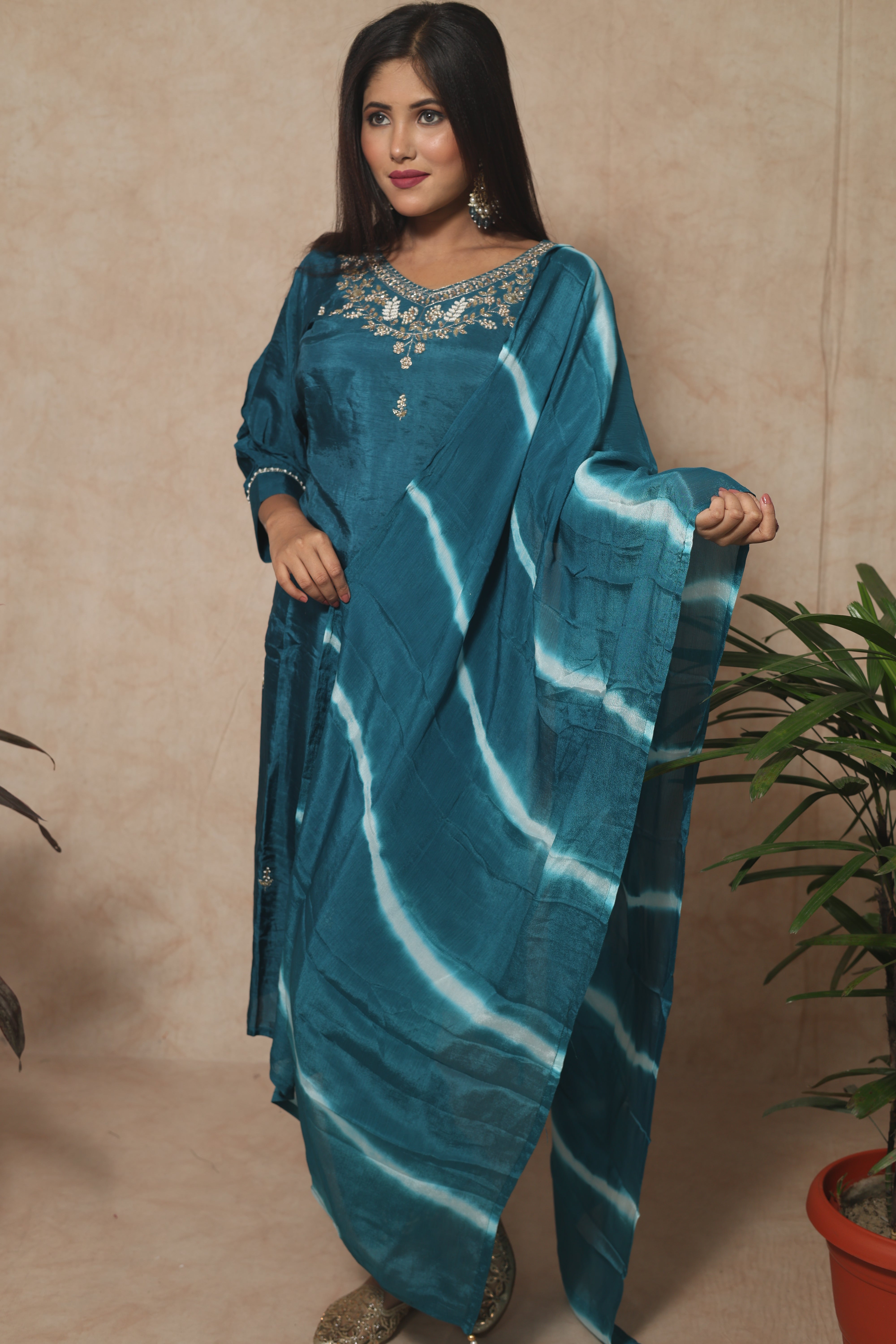 Dola Silk Handwork Blue Color Suit Set
