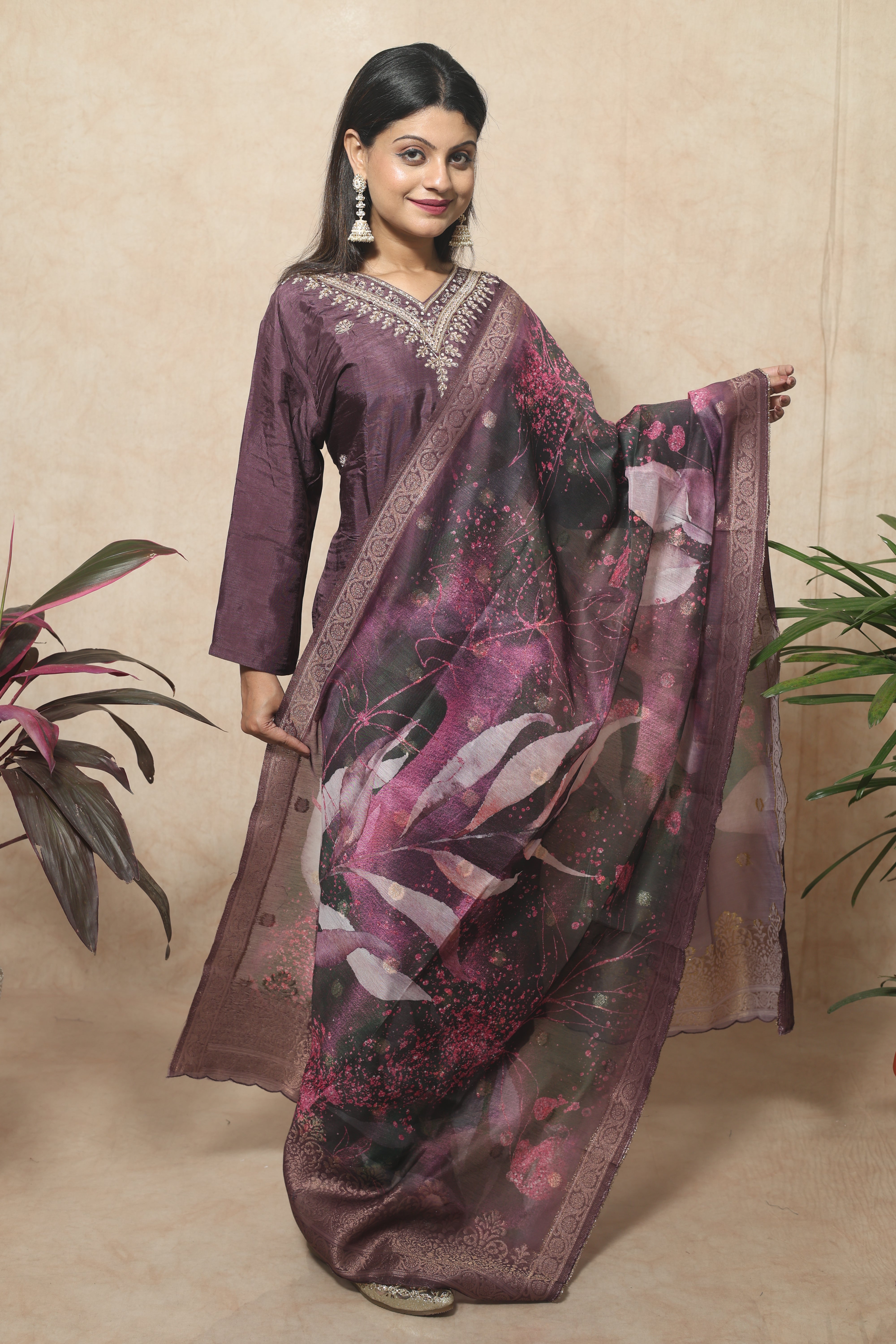 Pink Color Handwork Suit Set