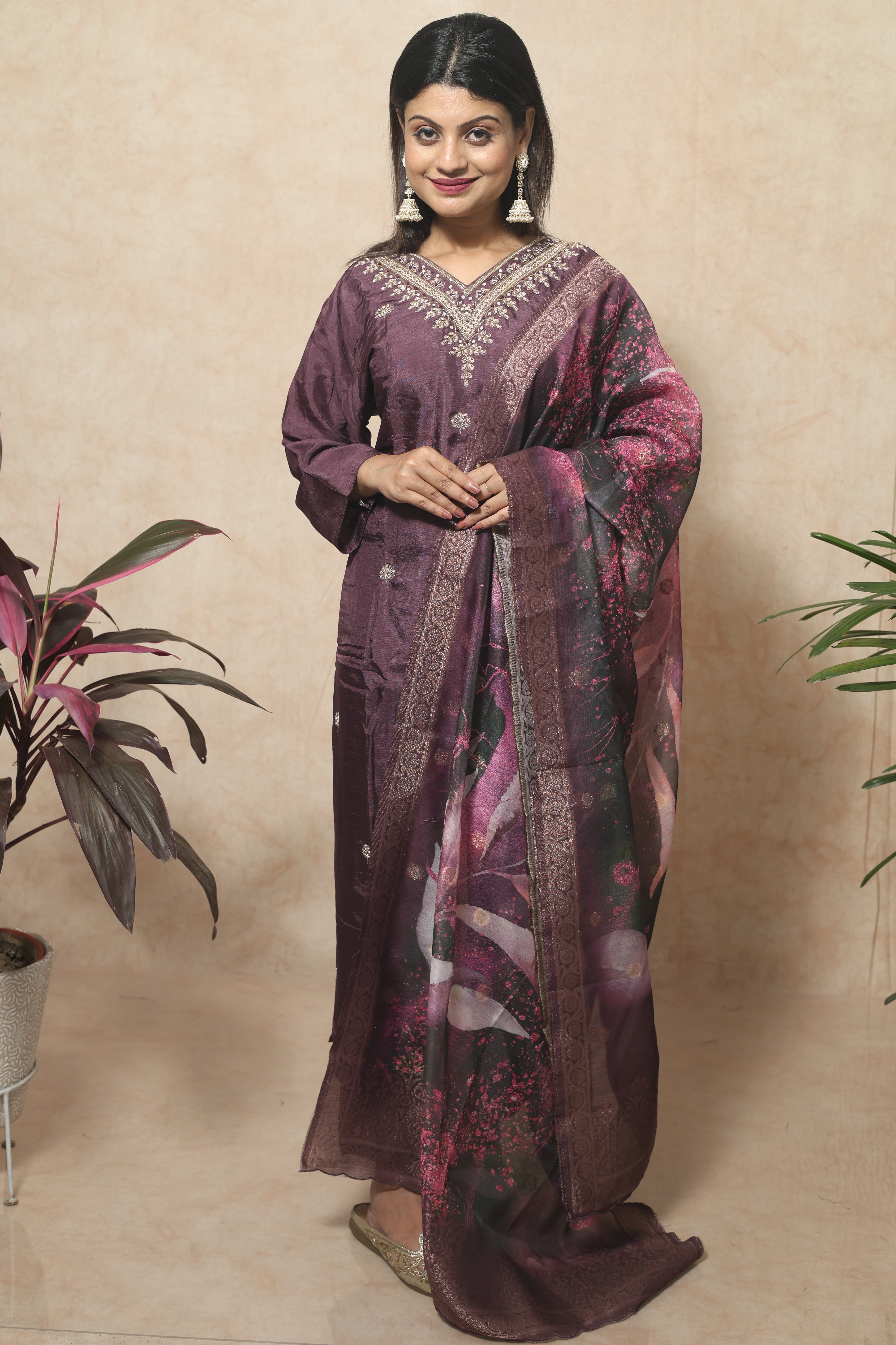 Dusty Pink Color Handwork Suit Set