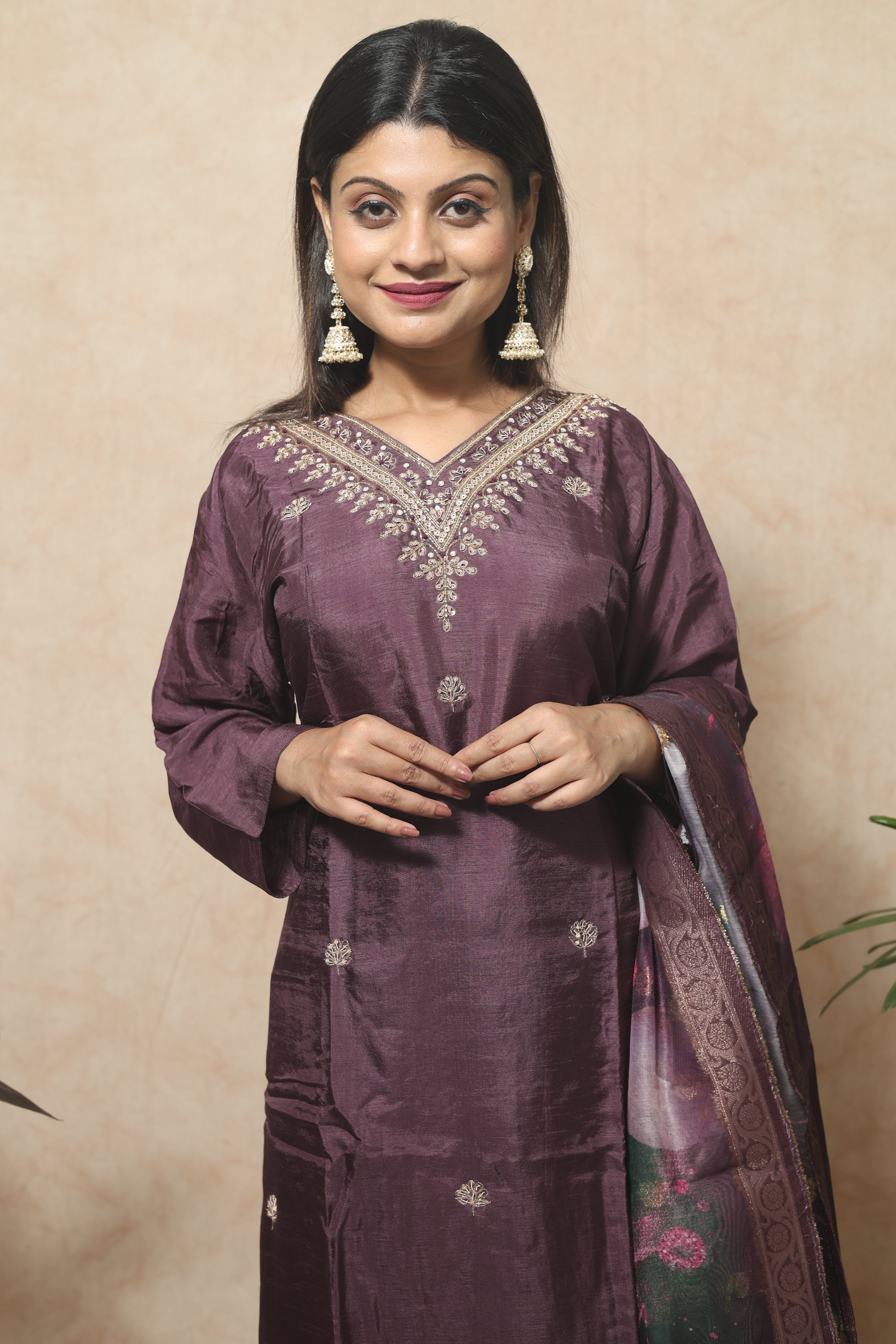 Dusty Pink Color Handwork Suit Set
